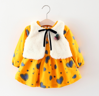Baby Garden baby jurk vest setje - Geel maat 74
